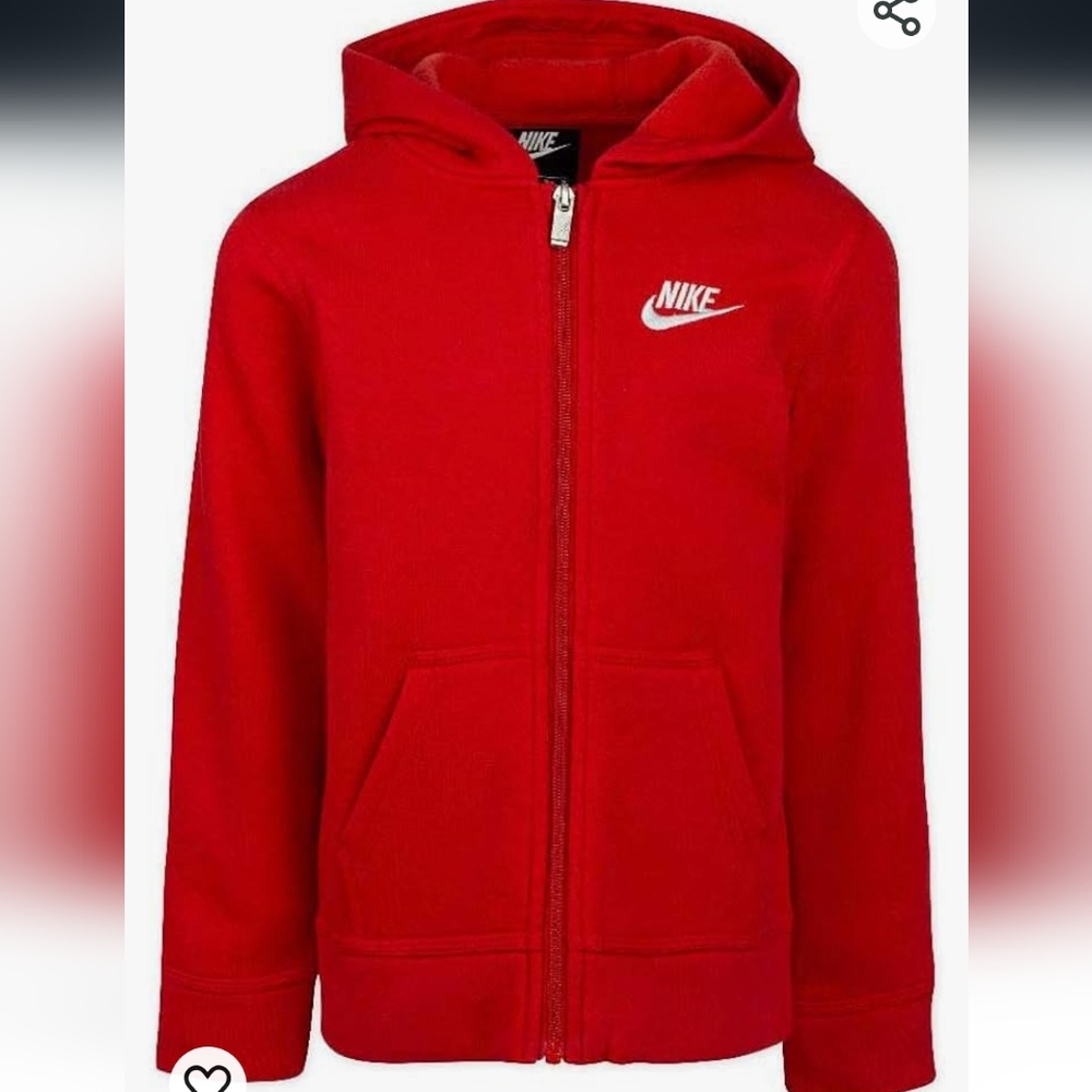 Nike Boy's Club Fleece Full Zip Hoodie (Little Kids) 4, University Red